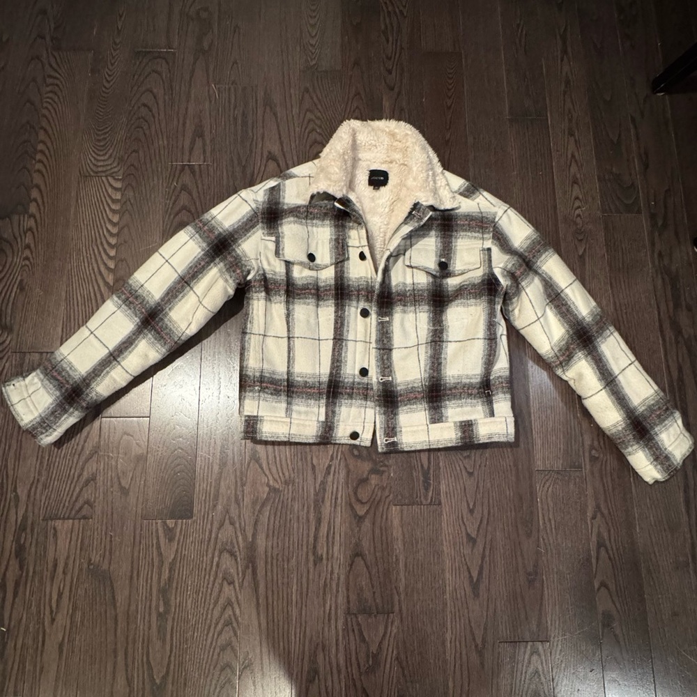 Joe's Jeans Plaid Jacket with Cream Sherpa Lining